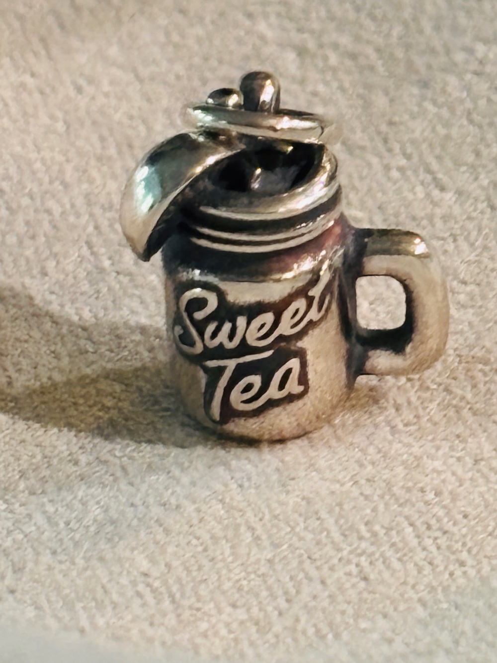 James Avery Sweet Tea" Charm. Sterling, new never worn
